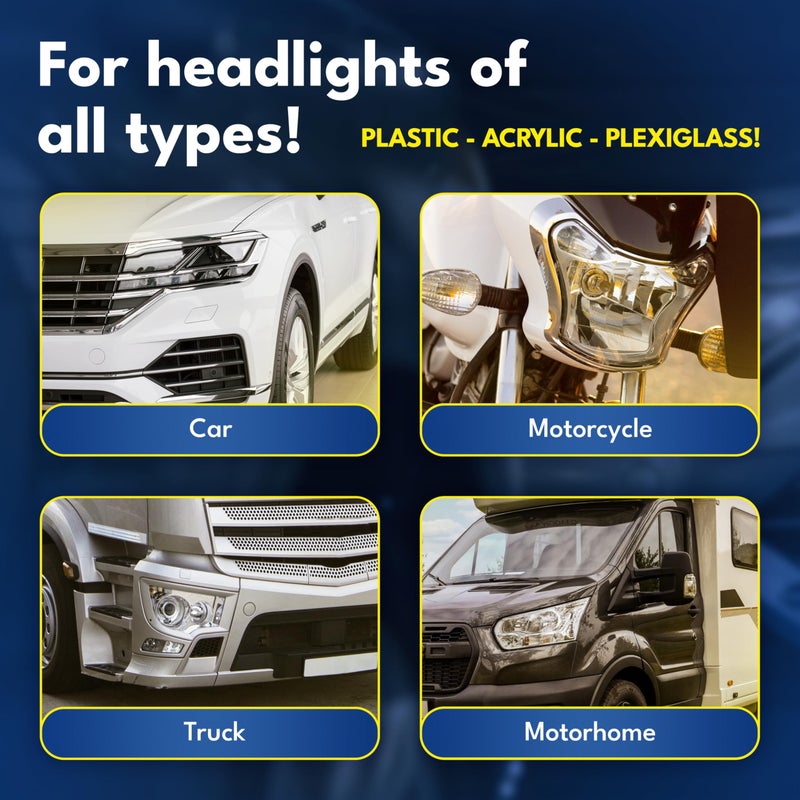 ATG Headlight restoration Kit - Universal Car headlight cleaner and restorer Kit - Headlight restorer kit for plastic car headlights - Quick & easy headlight restoration - Headlight repair Kit - Image 5